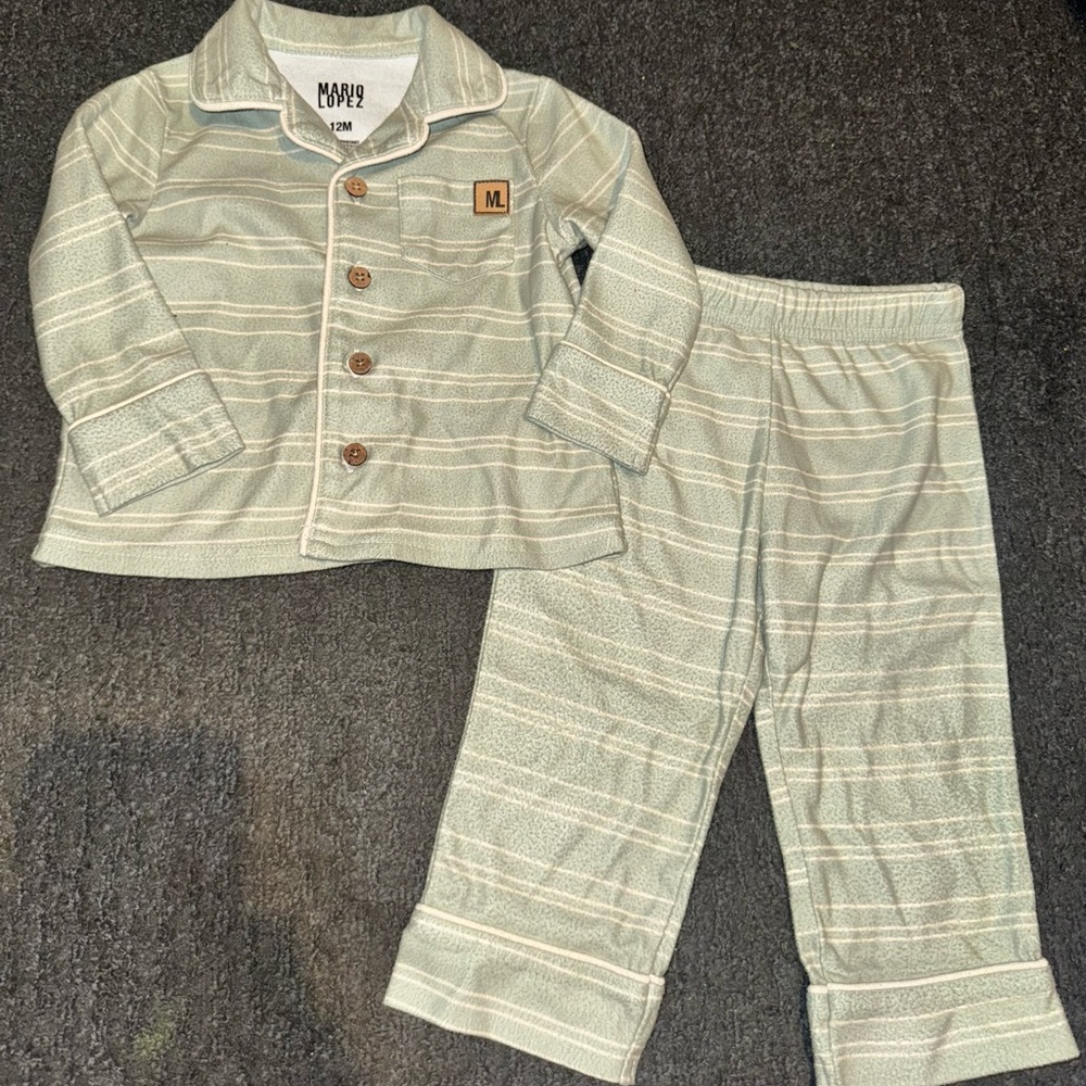 Mario Lopez Kids Pajama Set - Light Green Stripes